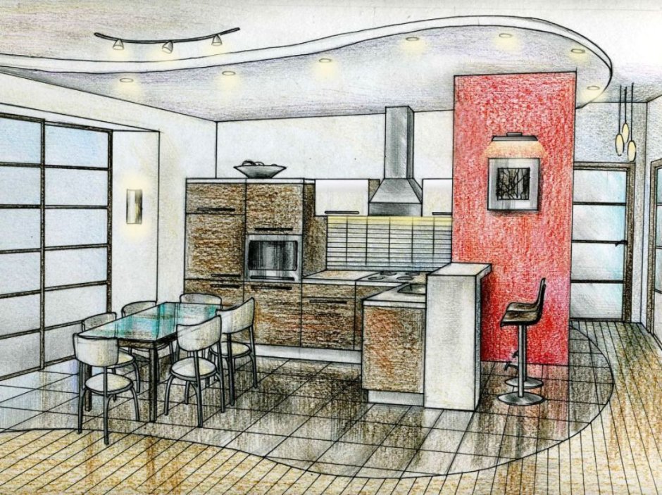 Интерьеры кухни Наброски