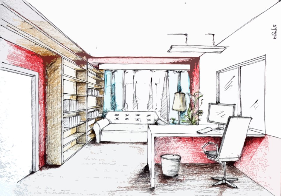 Эскиз интерьера комнаты