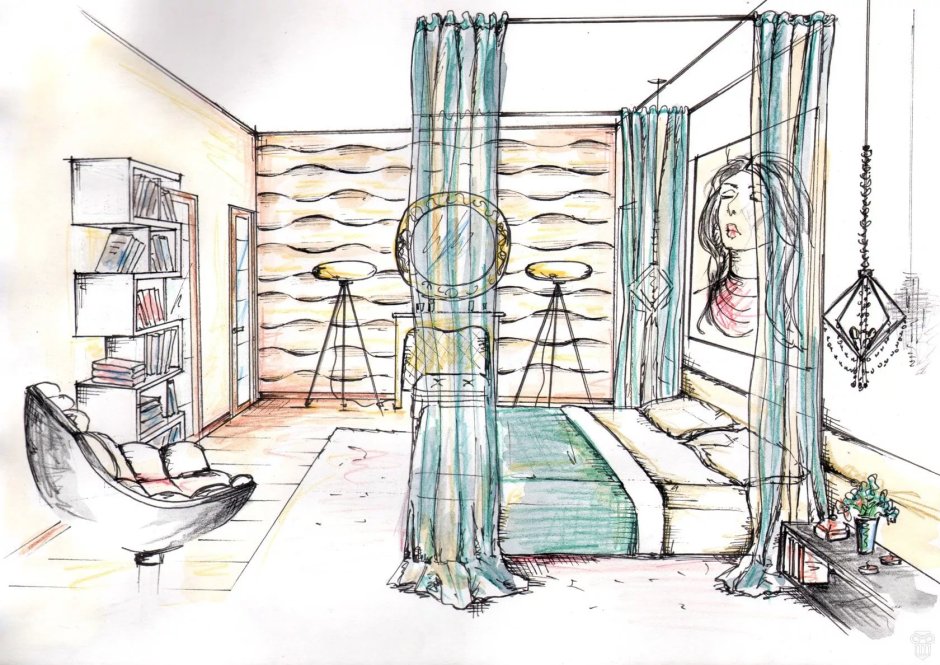 Набросок интерьера комнаты