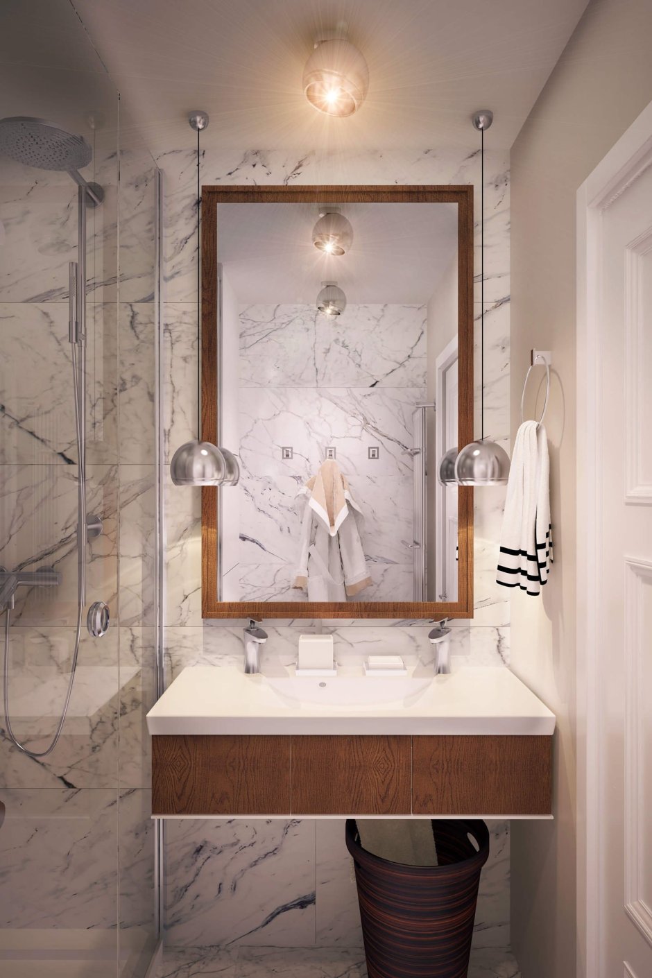 Интерьер туалета с зеркалом