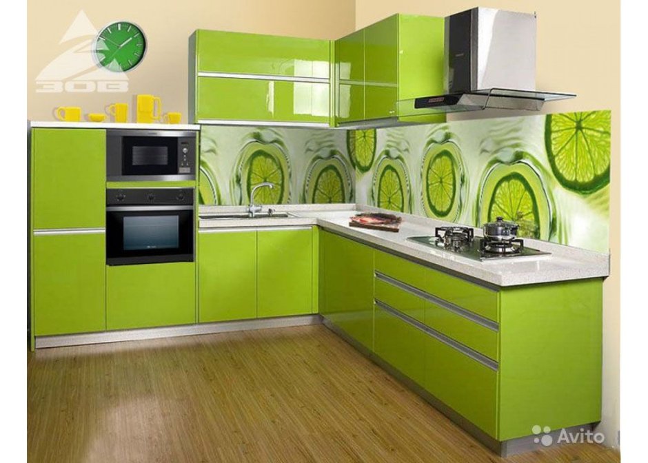 Кухонный гарнитур зеленый