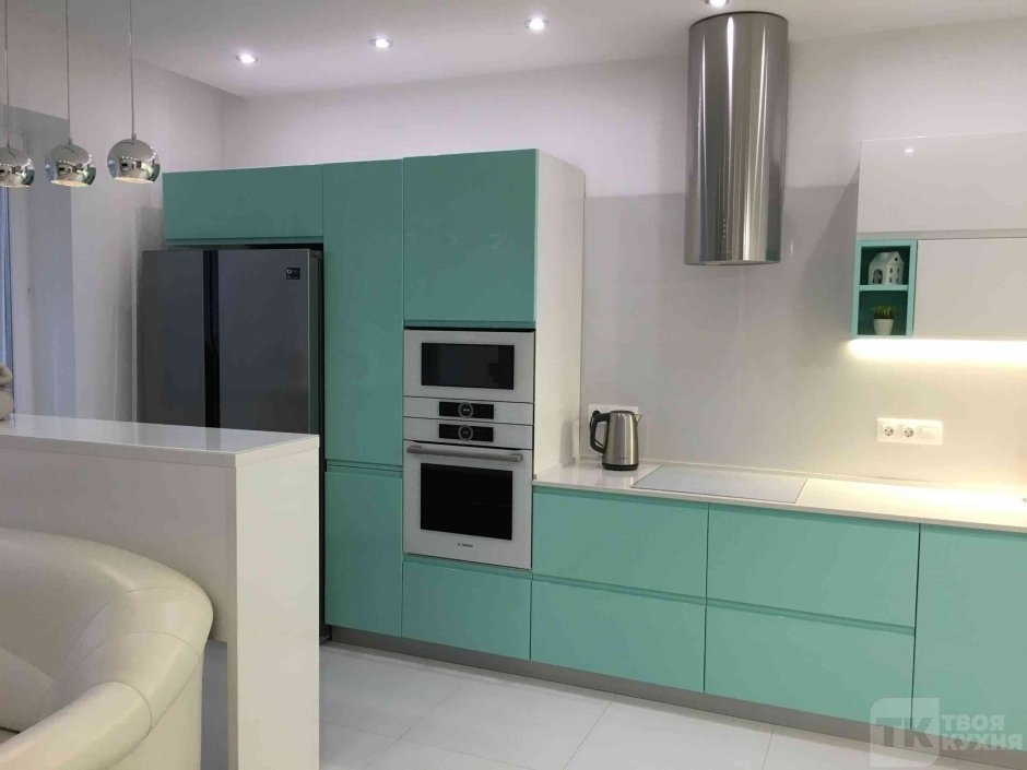 Кухонная мебель мятного цвета