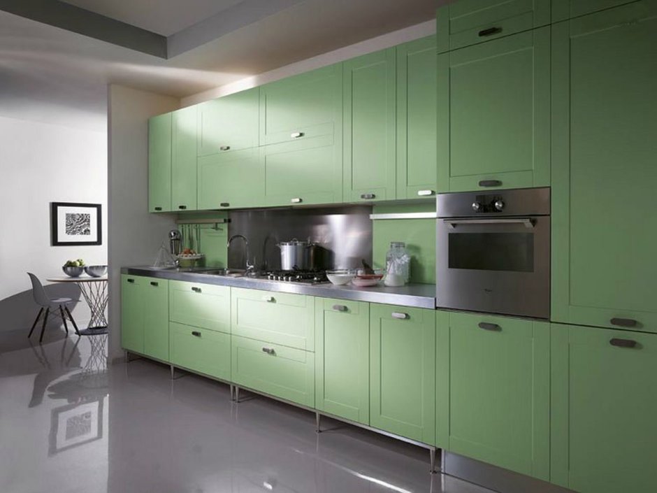 Кухня зеленая матовая
