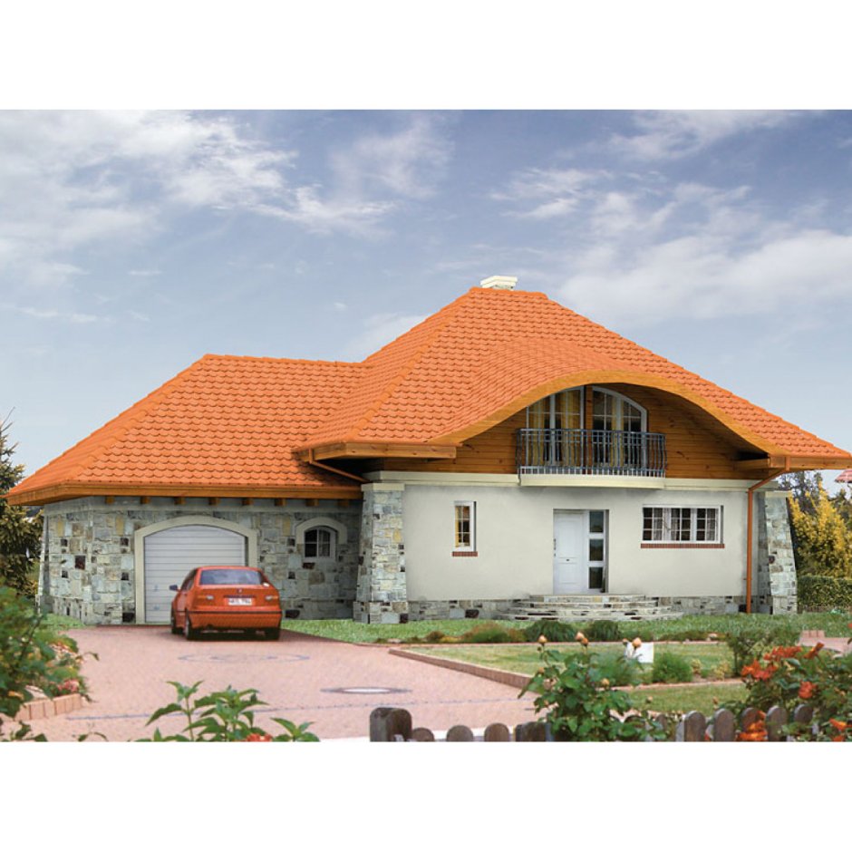 Домик с оранжевой крышей