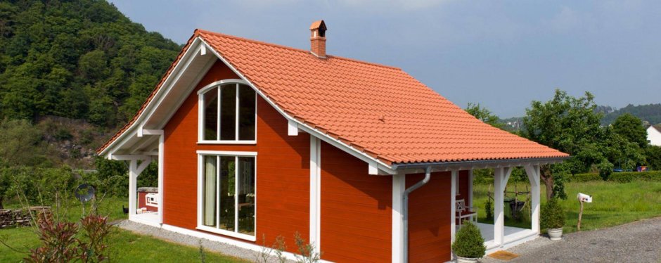 Огородный дом в Копьево оранжевая крыша