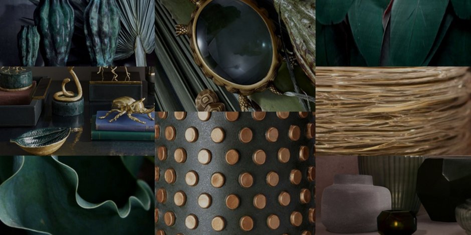 Изумрудный и золотой в интерьере