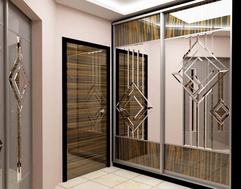 Шкаф купе зеркальный с фацетом