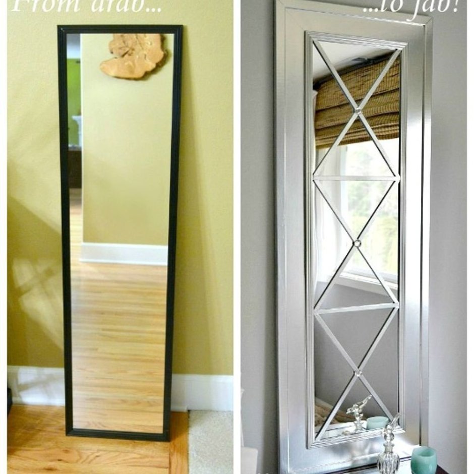 Декорирование двери зеркалами