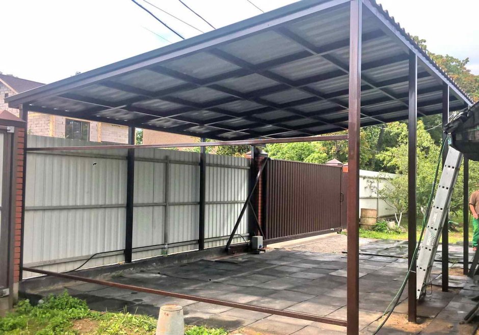 Навес односкатныйметалопрофиль