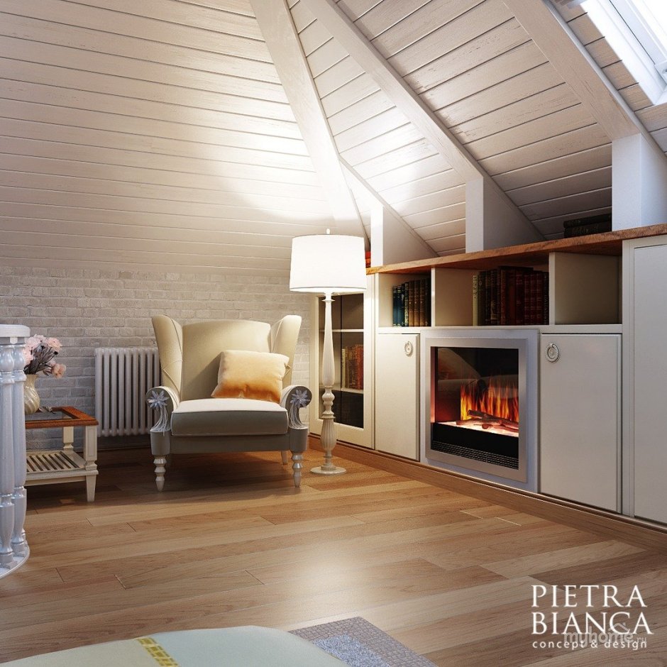 Потолок намансардном этаже ТЗ вагонки