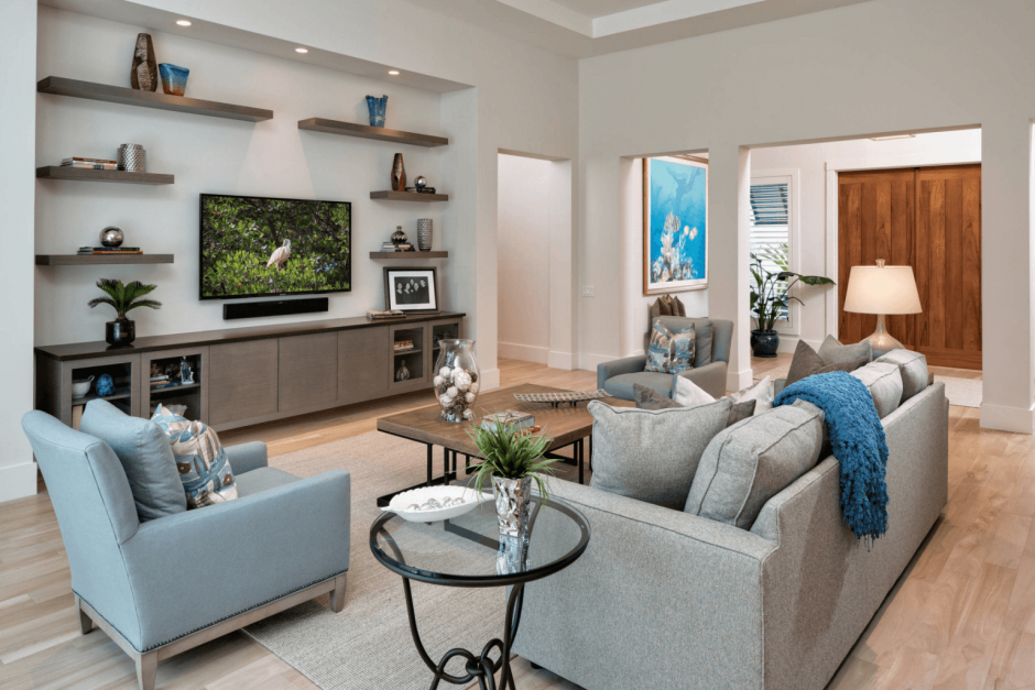 Телевизор в интерьере гостиной