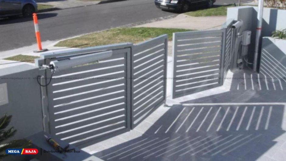 Распашные ворота гармошка с электроприводом