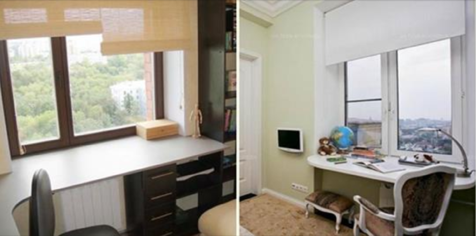 Стол-подоконник в детской с балконом