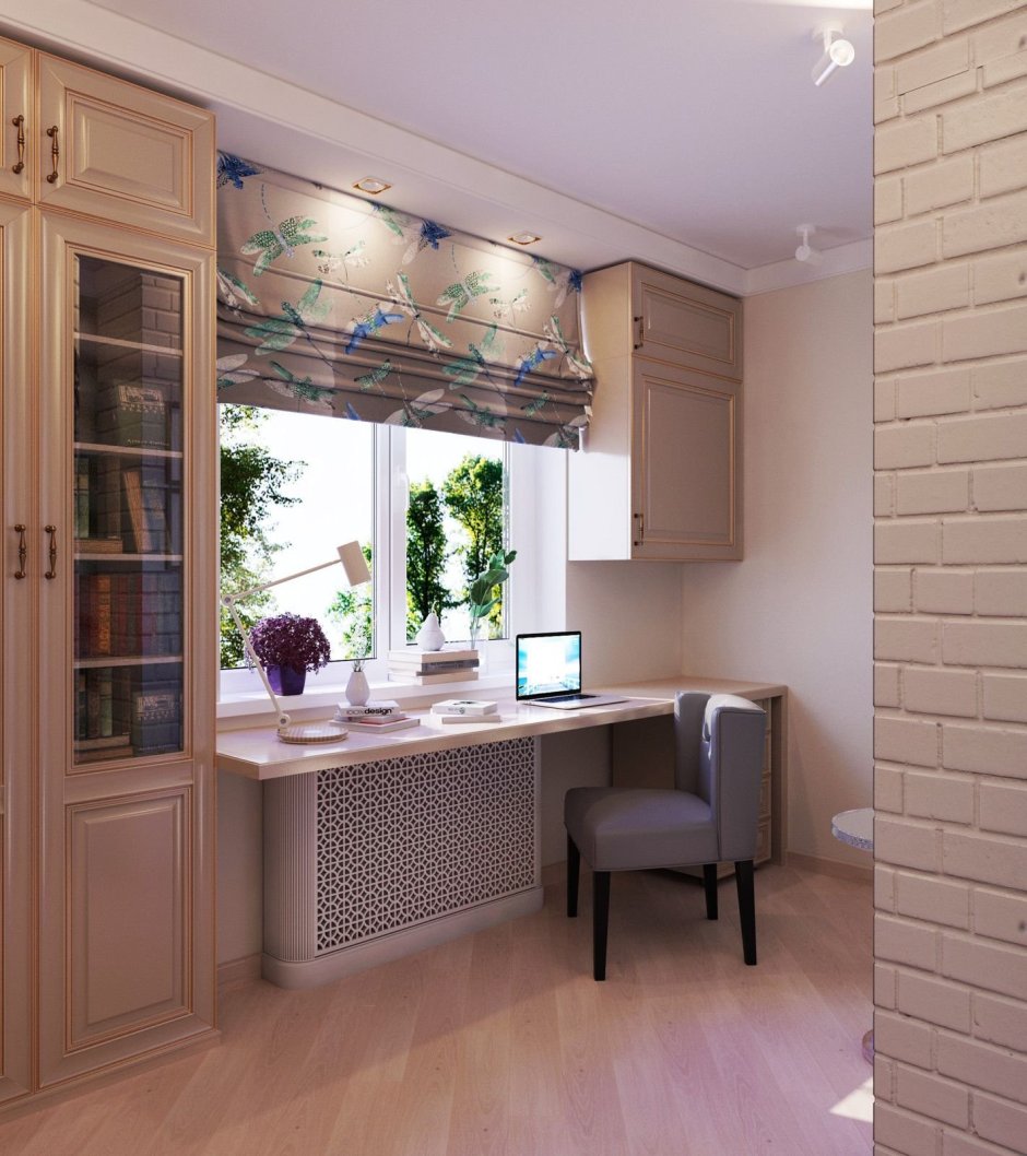 Шкаф вокруг окна со столом