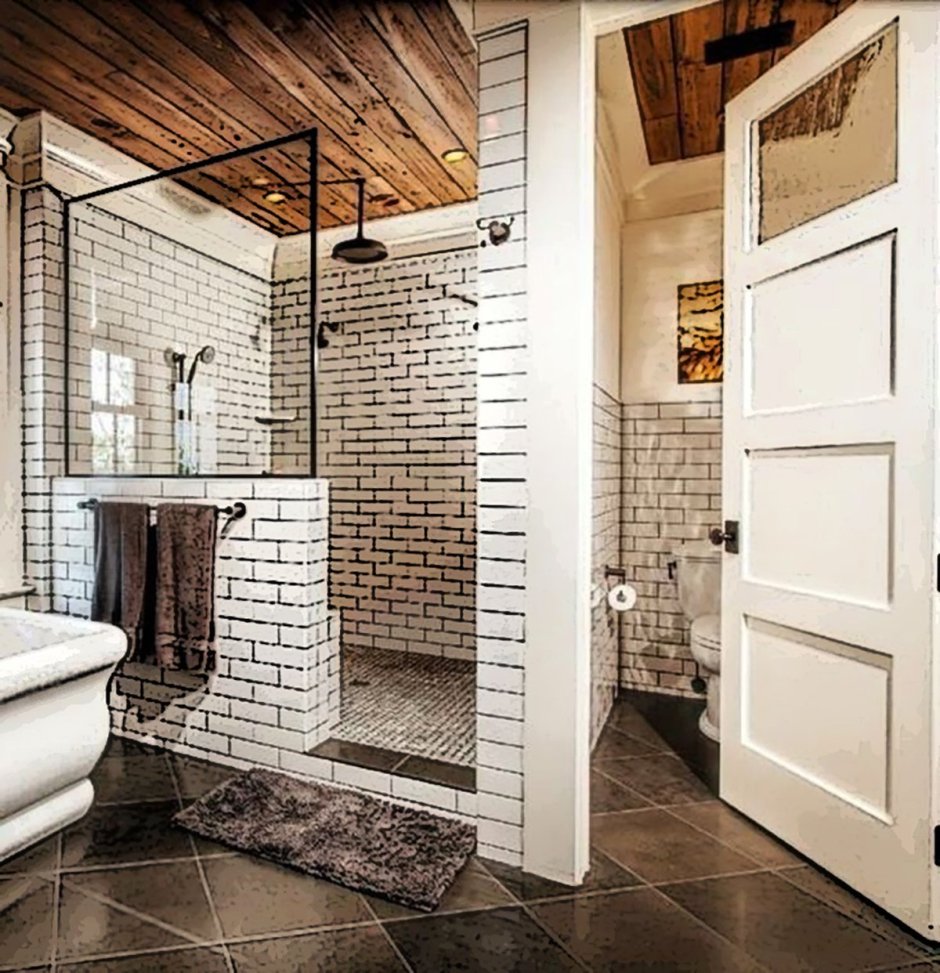 Душевая в стиле лофт в частном