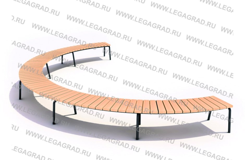 Радиус easy без спинки, скамья Парковая уличная металлическая