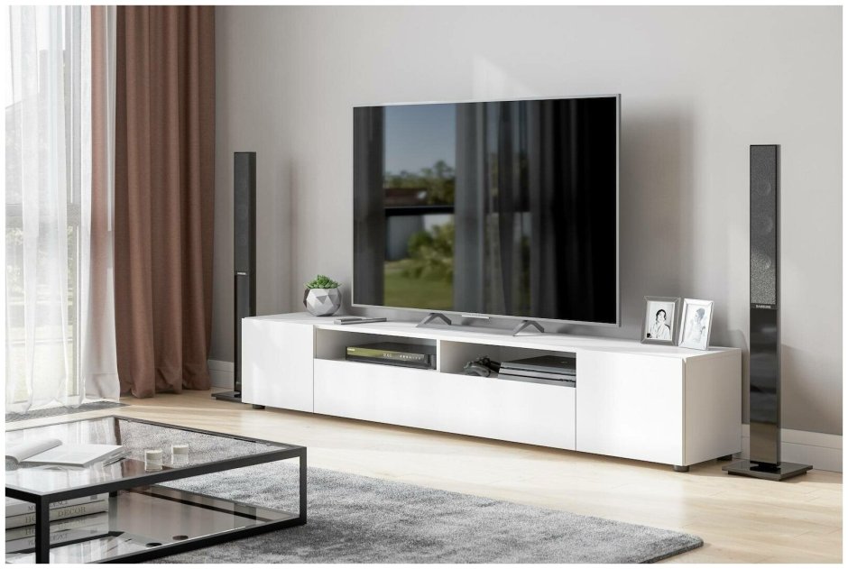 Тумба телевизор мс2 опал белый