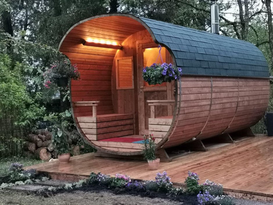 Баня Квадро бочка ландшафт