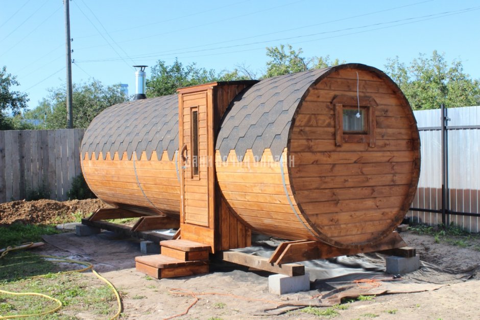 Баня бочка 2х секционная