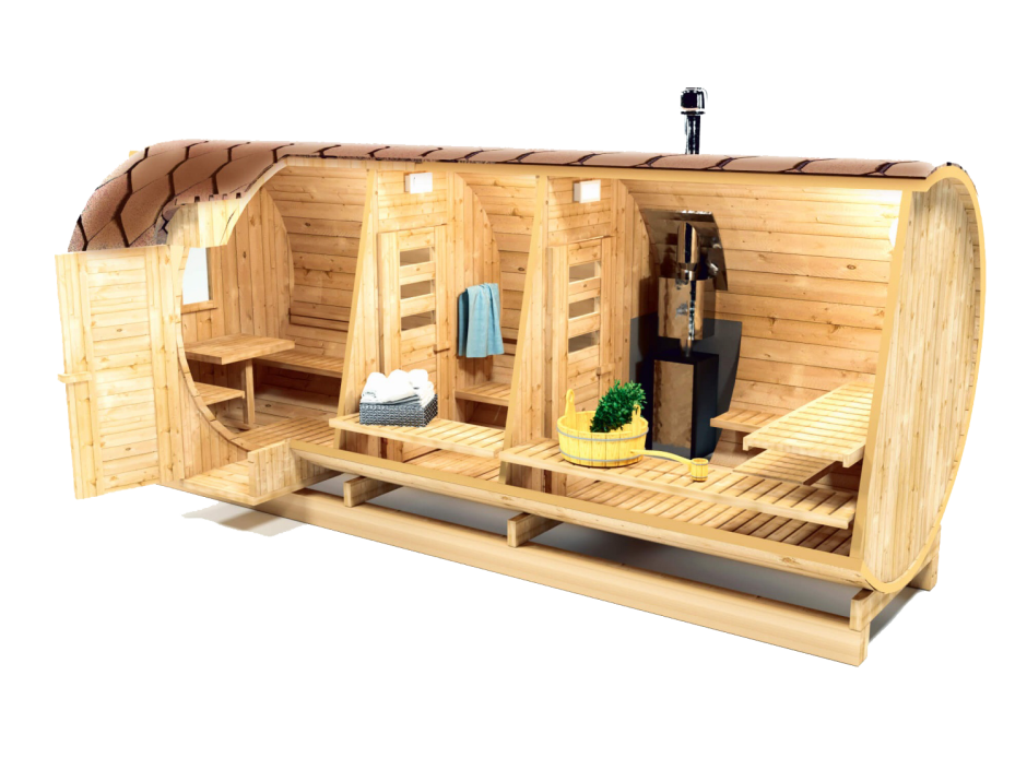 Баня бочка с помывочной и предбанником