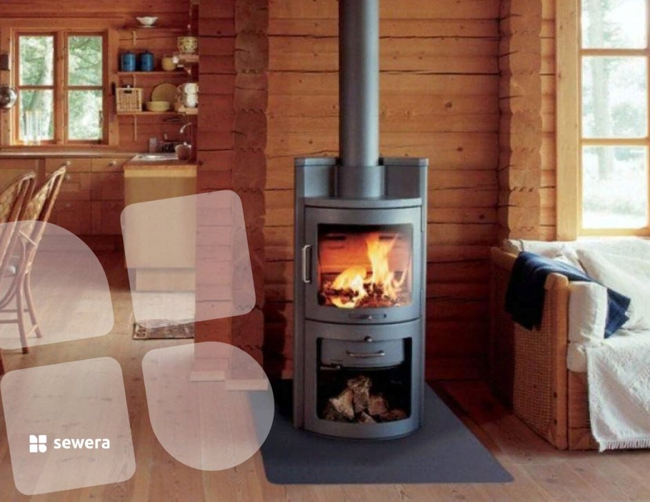 Печь камин в а фрейм доме