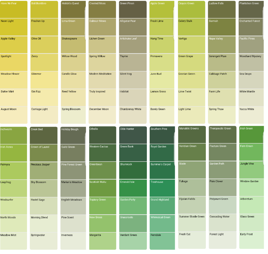 Палитра Dulux зеленый