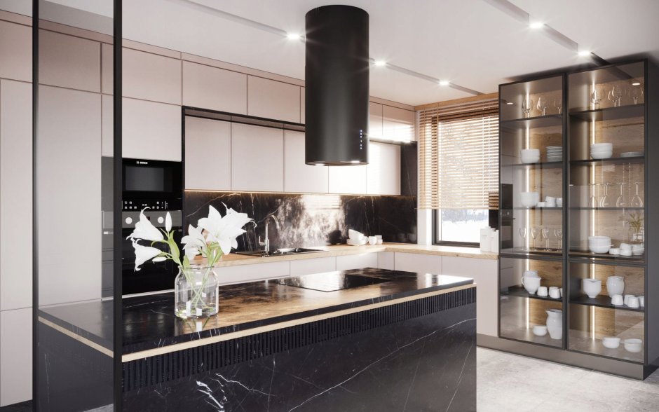 Вытяжка островной черный мат туба Nortberg Cylindro 40