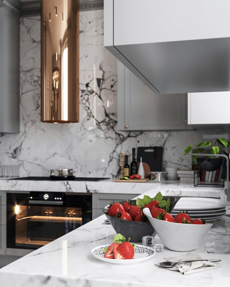 Круглая вытяжка для кухни в интерьере