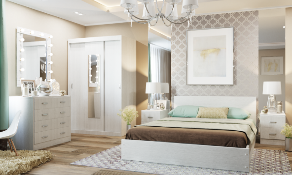 Спальный гарнитур Бася белый Дисави