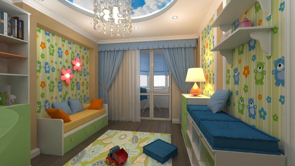 Комната для мальчика с балконной дверью
