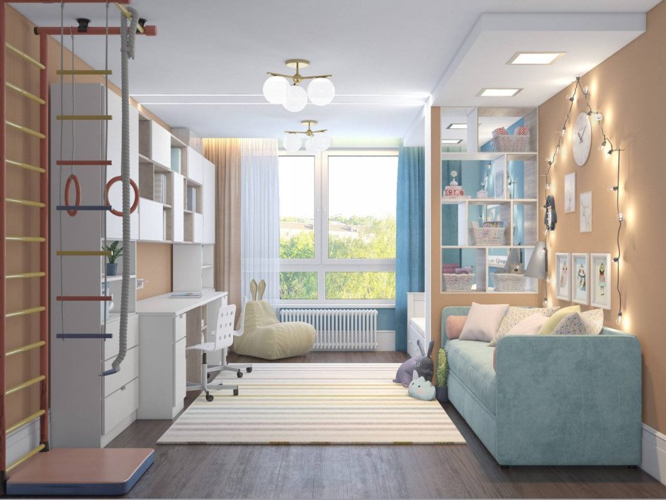 Зонирование комнаты для двух мальчиков