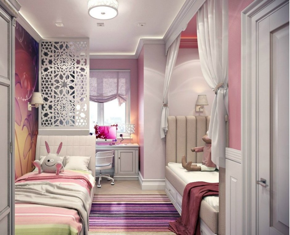Узкая комната для подростка девочки