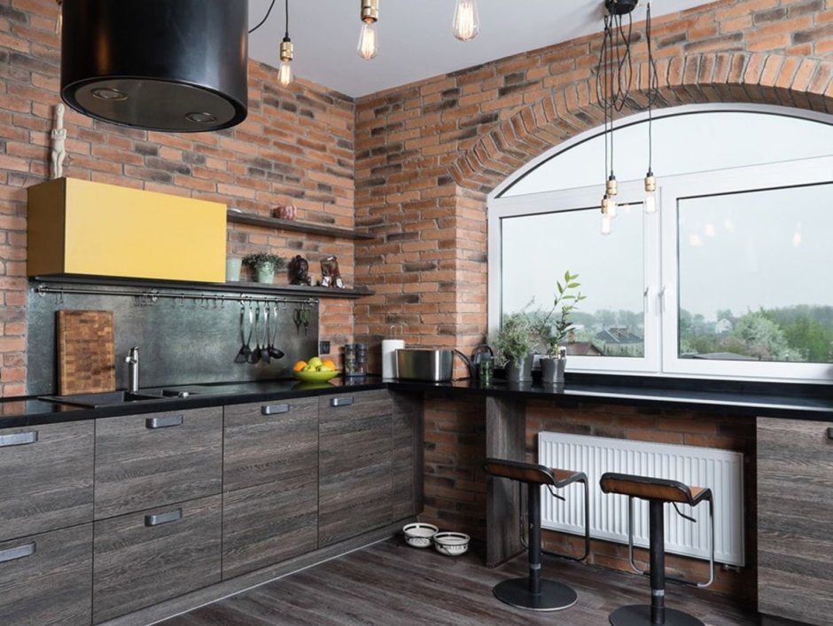 Кухни под дерево в стиле лофт