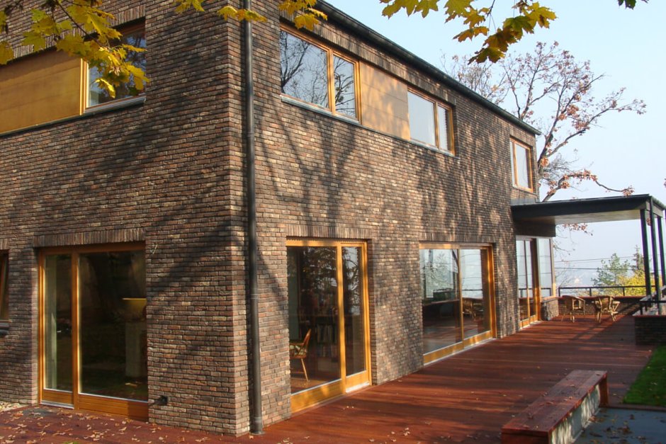 Фасад клинкер и дерево