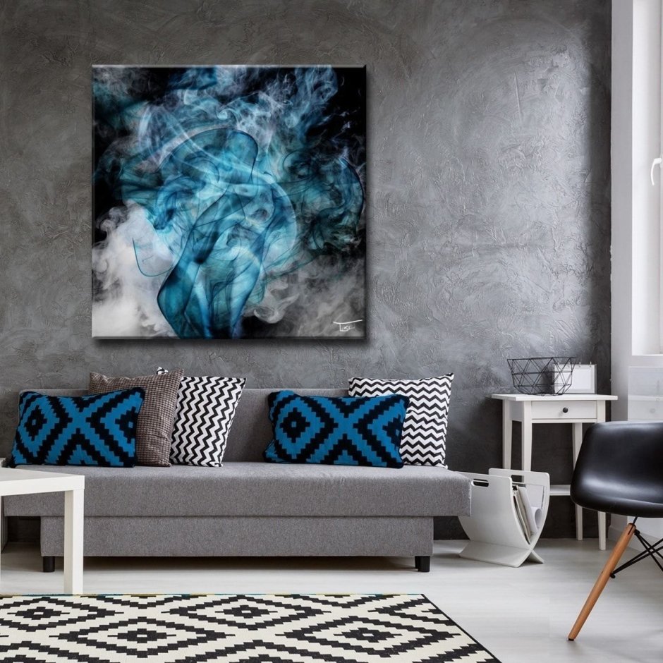 Синяя картина в интерьере