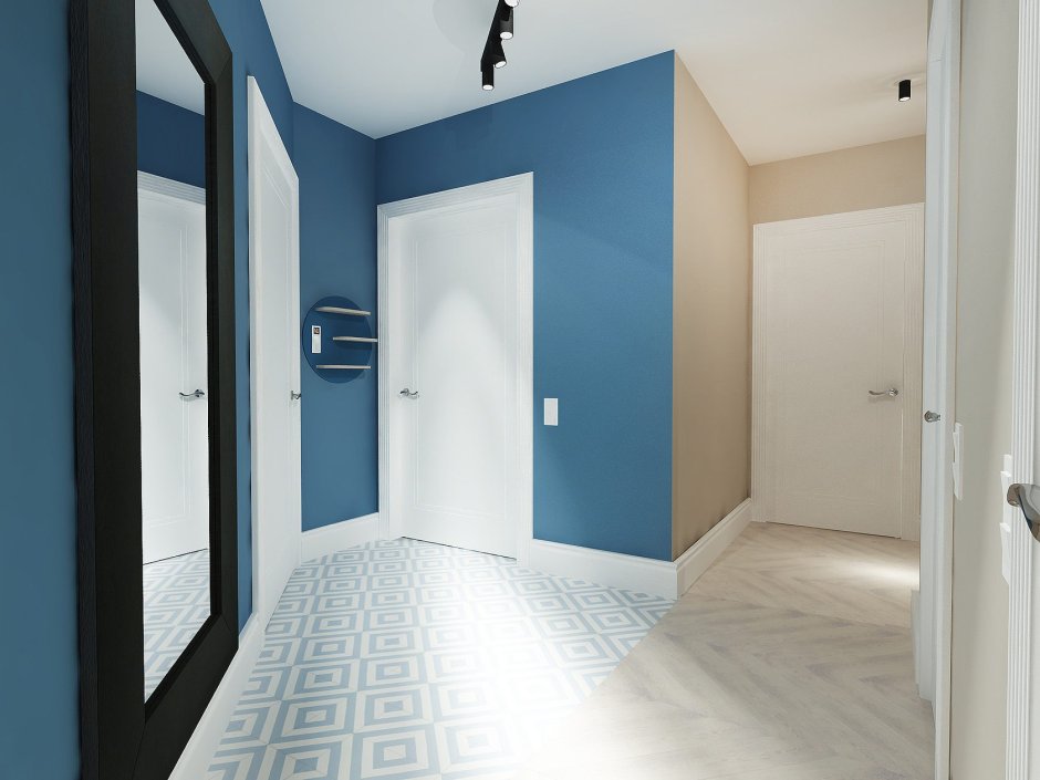 Серые двери и белый плинтус