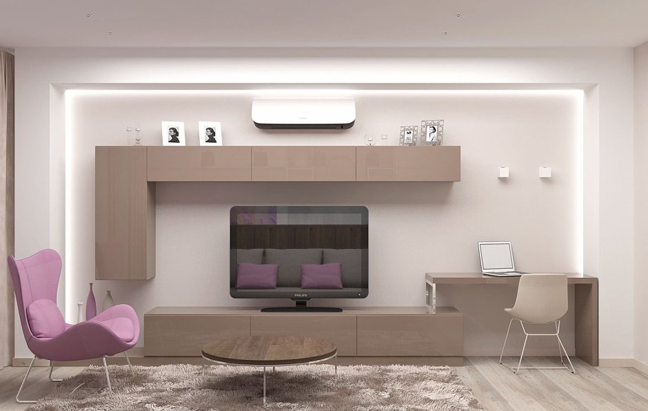 Стенка в гостиную с рабочим местом