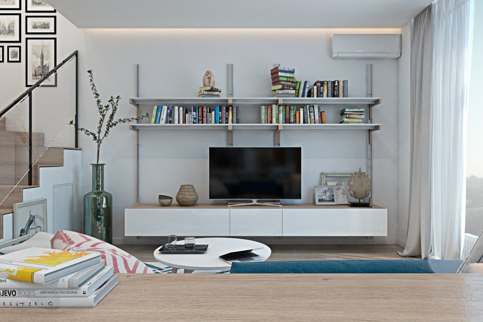 Стенка в скандинавском стиле для гостиной