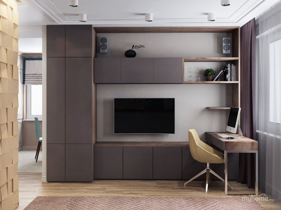 Гостиная с компьютерным столом