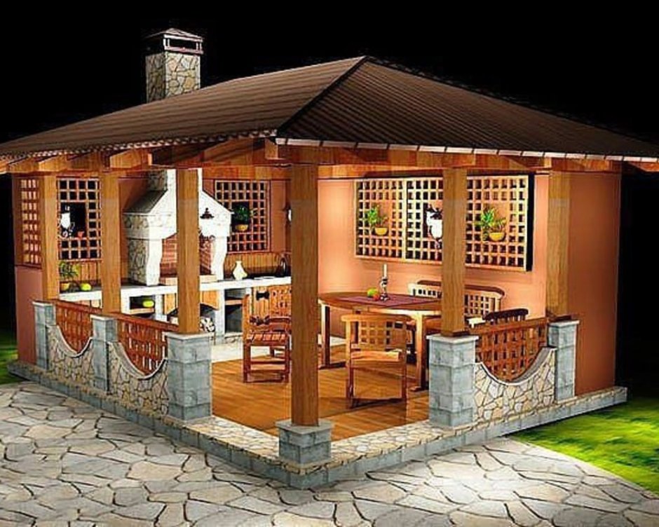 Беседка 3х6 с мангалом