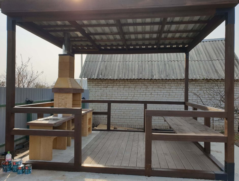 Мангальная зона в беседке