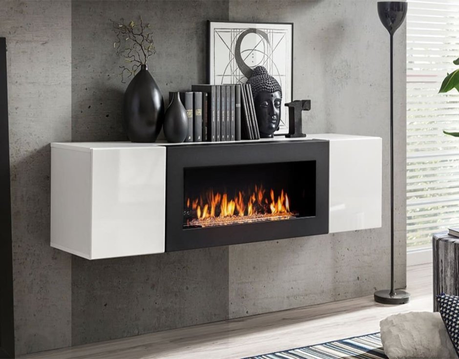 Подвесной электрокамин в интерьере