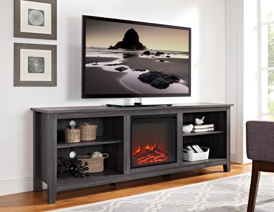 Тумбочка под телевизор с камином