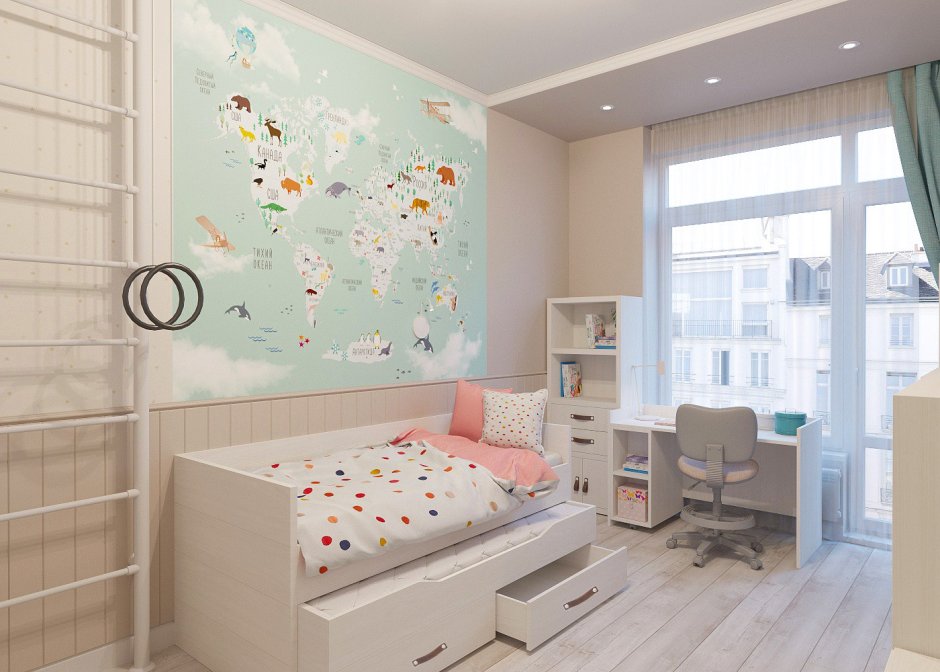 Детские комнаты в пастельных тонах