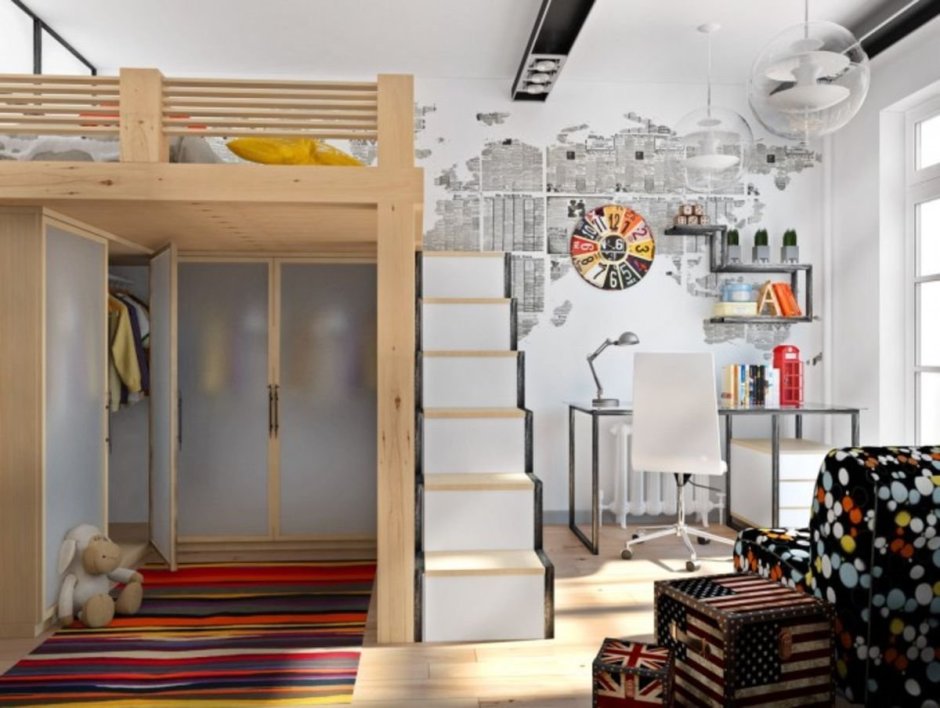 Кровать чердак в интерьере