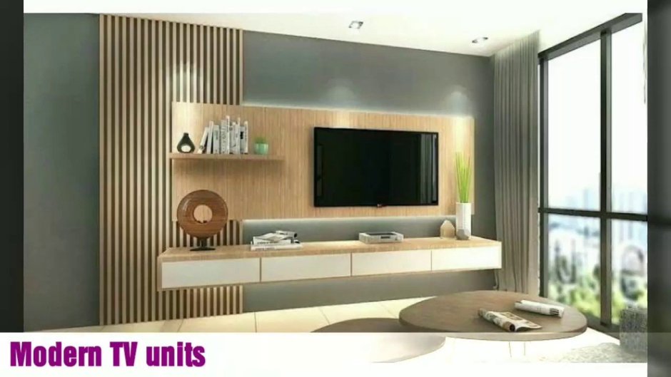 Деревянные рейки в зоне телевизора