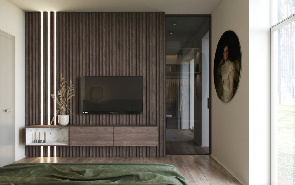 Гостиная с рейками