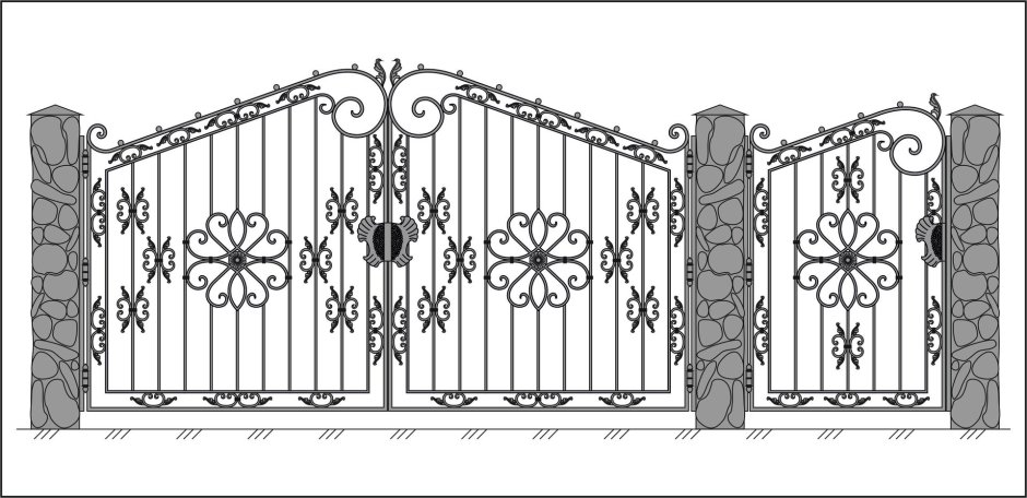 Эскиз калитки из кованых элементов
