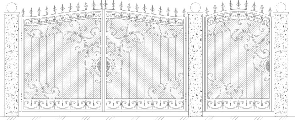 Рисунок ворот с узорами