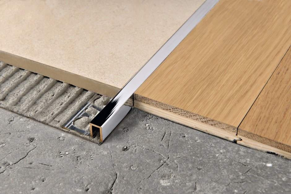 Стыковочный профиль латунь для керамогранита ламината 12 мм